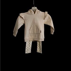 Kids Beige Hoodie with Ruffle Sleeves